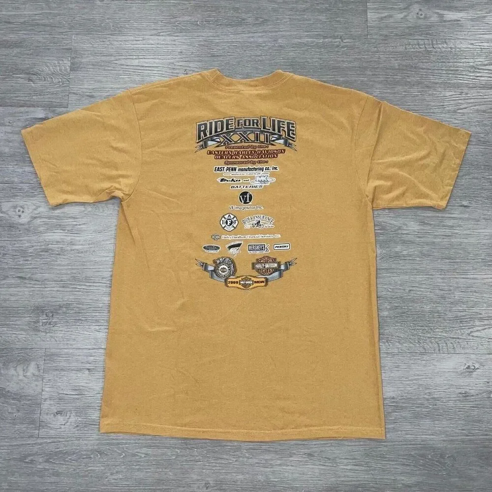 Harley Davidson Men XL Ride For Life 2009 Shirt Tee Bike Motorcycle Short Sleeve